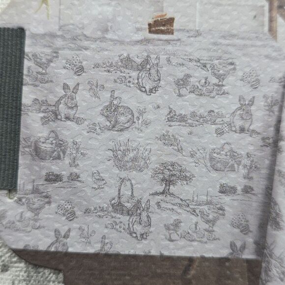 Bunny Tales Easter Tablecloth Spring Rabbit Toile Cotton Oblong 60x102 NIP - Picture 5 of 10